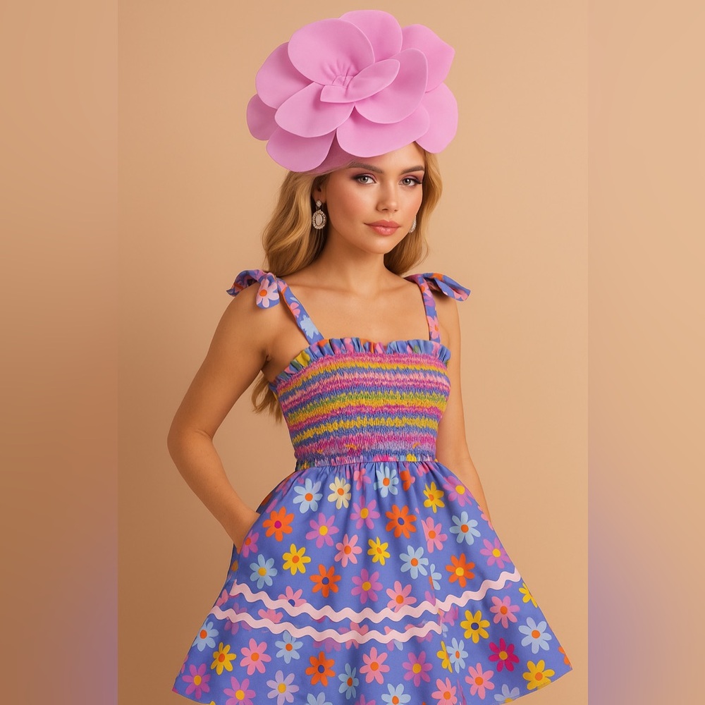 Kentucky Derby Hat Oaks Pink Floral Fascinator Tea Formal Garden Party Hat